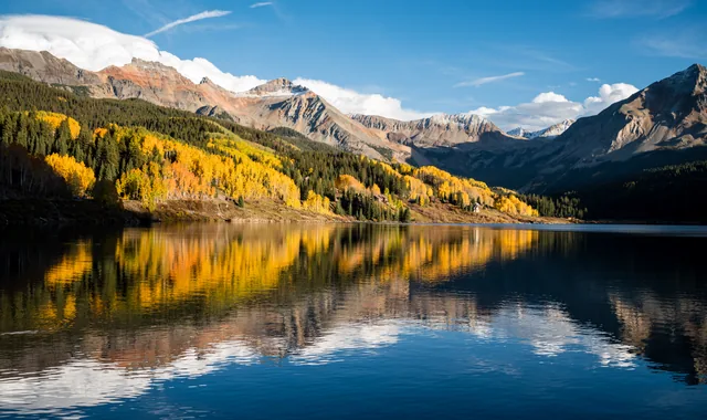 Autumn reflected in an alpine lake