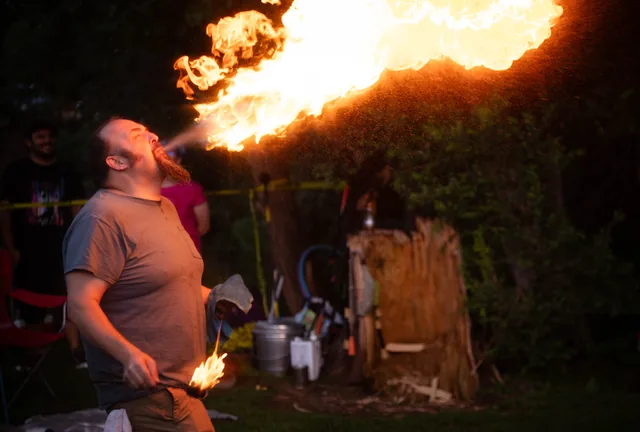 Fire breathing, caught at full force