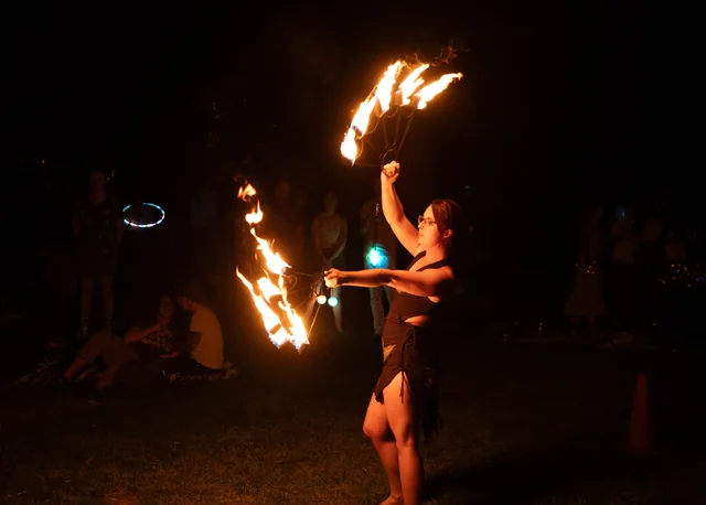 Fire fans and an elegant profile