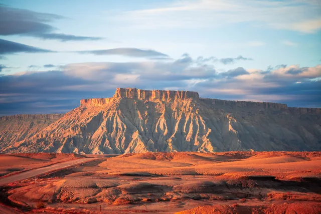 First light across a desert mesa
