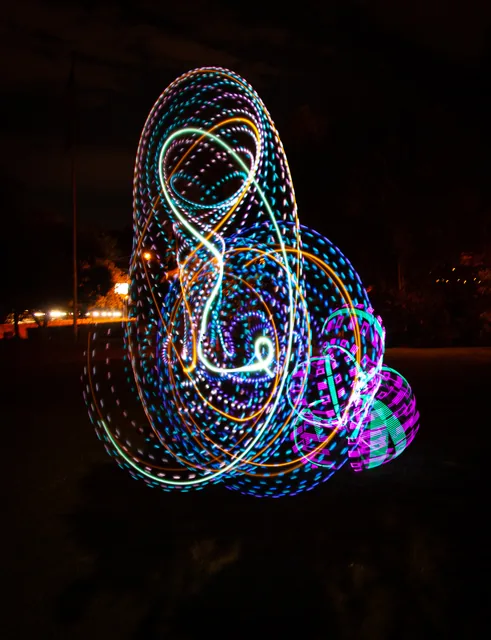 Sculptural loops of colored light