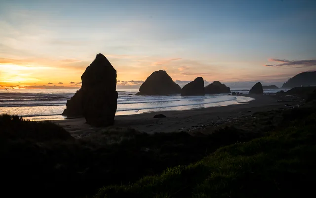 Sea stacks at sunset